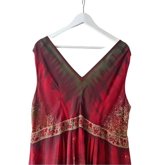 P.S. Style Women's Petite Burgundy Paisley Maxi Dress V Neck Grunge Boho 22WP - Picture 4 of 11